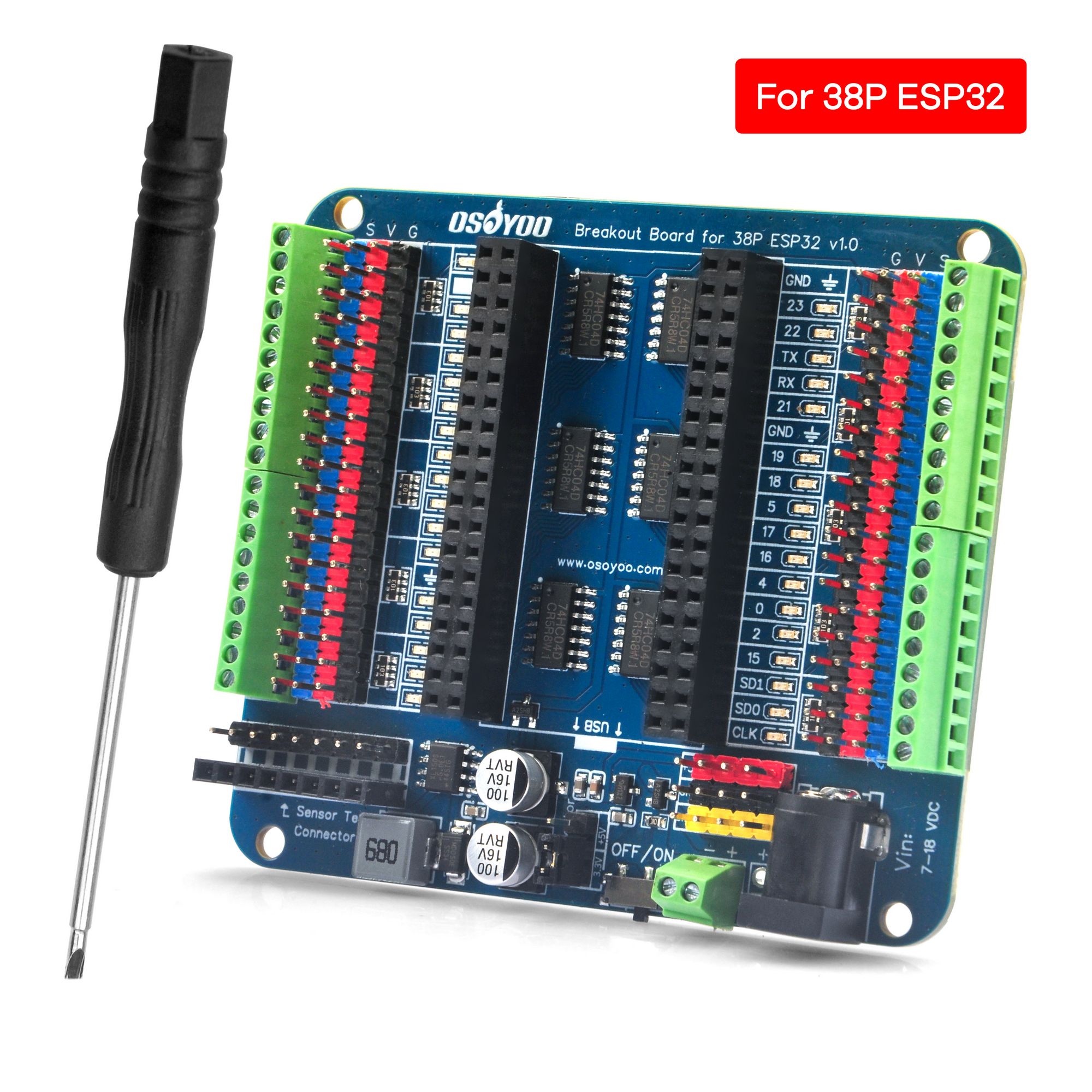 Nodemcuv2 - OSOYOO Breakout-Board für 30-Pin oder 38-Pin
